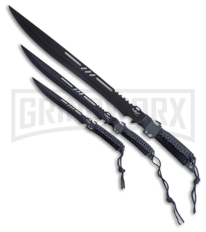 Renegade Tactical Steel Strike Force Tri-Shadow Machete Set Gray Cord - Black Renegade Tactical Steel Strike Force Tri-Shadow Machete Set Gray Cord - Black -Knivesand Tools Shop Renegade Tactical Steel Strike Force Tri Shadow Machete set Gray cord black BHQ 61542 er large