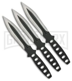 Rite Edge Black Streak Thrower Fixed Blade Knife Set - Two-Tone Plain