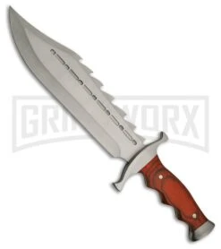 Rite Edge Bowie Gator Back Pakkawood Fixed Blade Knife - Satin Plain