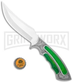 Rite Edge Gentleman Hunter Bowie Green Fixed Blade Knife - Satin Plain -Knivesand Tools Shop Rite Edge Gentleman Hunter Bowie Green Fixed Blade Satin GX 25976 jr bottlecap large
