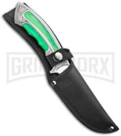 Rite Edge Gentleman Hunter Bowie Green Fixed Blade Knife - Satin Plain -Knivesand Tools Shop Rite Edge Gentleman Hunter Bowie Green Fixed Blade Satin GX 25976 jr sheath large