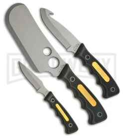 Rite Edge Three Piece Skinner Black Knife Set - Bead Blast Plain