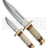 Rite-Edge Twin Bowie Set White Bone Fixed Blade Knife - Satin Plain 2 Rite-Edge Twin Bowie Set White Bone Fixed Blade Knife - Satin Plain -Knivesand Tools Shop Rite Edge Twin Bowie Set Clip Point White Bone Satin BHQ 43080 jr large