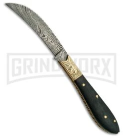 Rite Edge Voyage Black Horn Pocket Knife Damascus