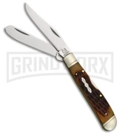 Rough Rider Mini Trapper Lockback Amber Jigged Bone Pocket Knife