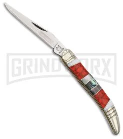 Rough Rider Stoneworx Toothpick Red Pocket Knife W/ MOP & Abalone
