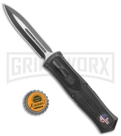 Rumble Black D/A OTF Auto Knife, RWB Skull - Dagger 2 Tone Plain -Knivesand Tools Shop Rumble Black DA OTF Auto RWB Skull Dagger TT GX 38193 jr bottlecap large