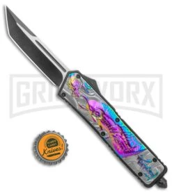 Rumble Black D/A OTF Auto Knife Tanto Samurai F Graphic - Two-Tone Plain -Knivesand Tools Shop Rumble Black DA OTF Auto Tanto Samurai Graphic TT GX 38187 jr bottlecap large