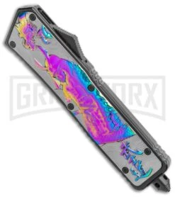 Rumble Black D/A OTF Auto Knife Tanto Samurai F Graphic - Two-Tone Plain -Knivesand Tools Shop Rumble Black DA OTF Auto Tanto Samurai Graphic TT GX 38187 jr spine large