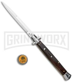 SKM 13" Italian Stiletto Palisander Wood Automatic Knife - Dagger -Knivesand Tools Shop SKM 13in Italian Stiletto Palisander Wood Auto Bayo GX 37644 jr bottlecap large