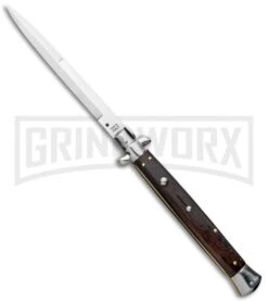 SKM 13" Italian Stiletto Palisander Wood Automatic Knife - Dagger