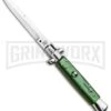 SKM 9" Italian Stiletto Acrylic Green Automatic Knife - Bayonet -Knivesand Tools Shop SKM 9in Stiletto Auto Green Acrylic Satin Bayo BHQ 51256 jr large
