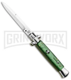 SKM 9" Italian Stiletto Acrylic Green Automatic Knife - Bayonet