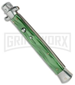 SKM/AB 13" Italian Stiletto Green Pearlex Automatic Knife - Dagger -Knivesand Tools Shop SKM AB 13in stiletto green pearlex dagger BP 22698 er spine large