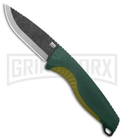 SOG Aegis FX Forest/Moss Green Fixed Blade Knife - Black Stonewash Plain