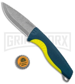SOG Aegis FX Indigo Blue/Acid Yellow GRN Fixed Blade Knife - Stonewash Plain -Knivesand Tools Shop SOG Aegis Fx Indigo Acid Yellow BHQ 145912 jr bottlecap large
