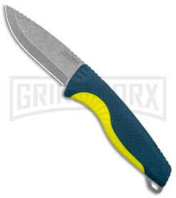 SOG Aegis FX Indigo Blue/Acid Yellow GRN Fixed Blade Knife - Stonewash Plain