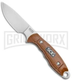 SOG Huntspoint Skinning Wood Fixed Blade Knife - Satin Plain
