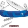 Swiza C03 Button Lock Blue Camo Swiss Pocket Knife - Mirror Plain
