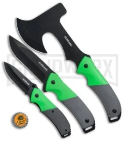 Schrade Three Piece Green Rubber Outdoor Combo Pack 11 Schrade Three Piece Green Rubber Outdoor Combo Pack -Knivesand Tools Shop Schrade 3 Piece Outdoor Fixed Folder Axe Green Rubber Set SCP17 36CP BHQ 75970 jr bottlecap large