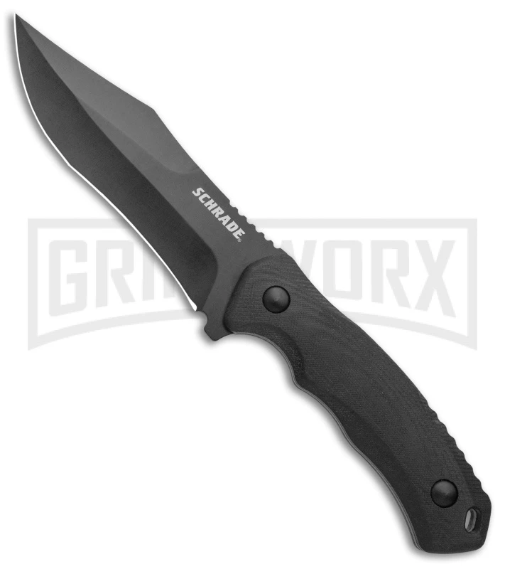 Schrade Steel Driver Black G-10 Clip Point Fixed Blade Knife - Black Plain Schrade Steel Driver Black G-10 Clip Point Fixed Blade Knife - Black Plain -Knivesand Tools Shop Schrade Black Mod DP Fixed AUS 8 G 10 Black BHQ 125129 jr large