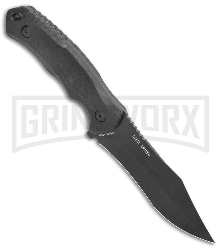 Schrade Steel Driver Black G-10 Clip Point Fixed Blade Knife - Black Plain Schrade Steel Driver Black G-10 Clip Point Fixed Blade Knife - Black Plain -Knivesand Tools Shop Schrade Black Mod DP Fixed AUS 8 G 10 Black BHQ 125129 jr spine large