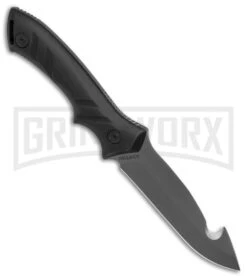 Schrade Guthook Black TPE Fixed Blade Knife - Gray Plain -Knivesand Tools Shop Schrade Guthook black TPE gray BHQ 62022 er side large