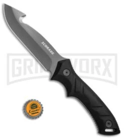Schrade Guthook Black TPE Fixed Blade Knife - Gray Plain -Knivesand Tools Shop Schrade Guthook black TPE gray BHQ 62022 er size large
