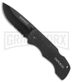 Schrade Imperial Slick Slope Black Aluminum Lockback Knife - Black Serr