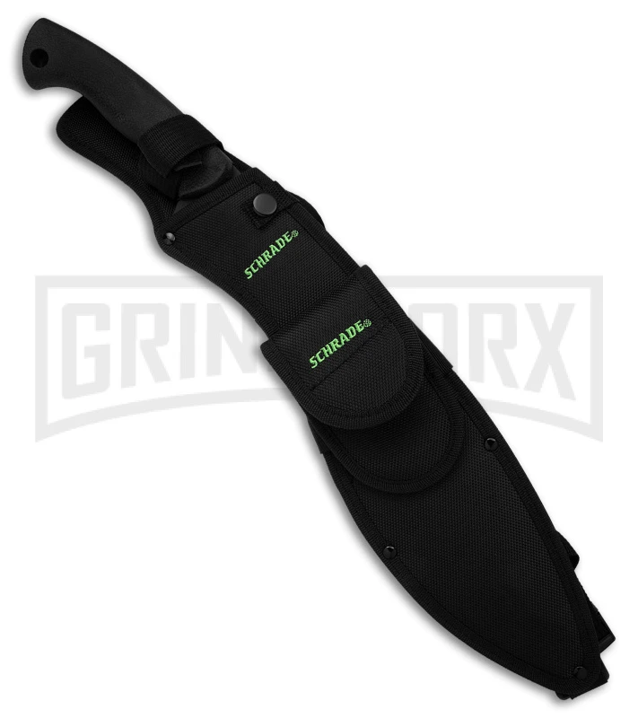 Schrade Large Kukri Machete Black Rubber Fixed Blade - Black Plain Schrade Large Kukri Machete Black Rubber Fixed Blade - Black Plain -Knivesand Tools Shop Schrade Large Kukri Machete BHQ 119709 td sheath large