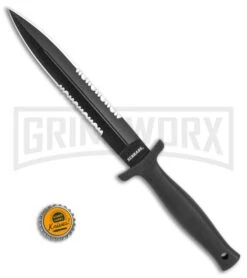 Schrade Needle Black Boot Knife With Leather Sheath - Black Serr 4 Schrade Needle Black Boot Knife With Leather Sheath - Black Serr -Knivesand Tools Shop Schrade Needle Boot knife leather sheath black serr BHQ 62026 er size large