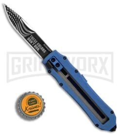 Schrade SCHOTFBL Blue OTF Spring Assisted Knife - Gray 4TH18 -Knivesand Tools Shop Schrade OTF Blue Gray BHQ 84391 er bottlecap large