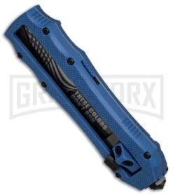 Schrade SCHOTFBL Blue OTF Spring Assisted Knife - Gray 4TH18 -Knivesand Tools Shop Schrade OTF Blue Gray BHQ 84391 er spine large