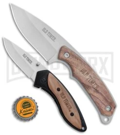 Schrade Old Timer Walnut Wood Clip Folder & Fixed Blade Knife Combo -Knivesand Tools Shop Schrade Old Timer 2 Piece Clip Folder Fixed Combo Set of 2 OTP17 22CP BHQ 75972 jr bottlecap 2 large