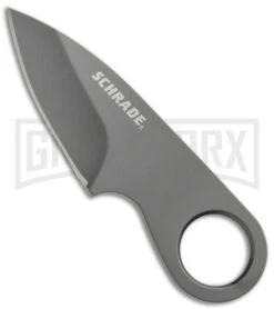 Schrade Pocket Gray Neck Knife Fixed Blade With Money Clip - Gray Plain