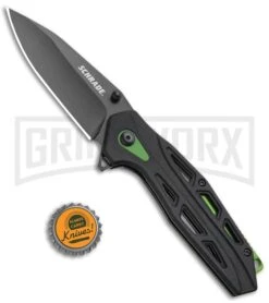 Schrade SCH U.G. Green/Black Folding Knife - Black Plain 1100044 -Knivesand Tools Shop Schrade SCH U.G. Liner Lock Knife Green Black Black BHQ 93632 kp bottle cap large