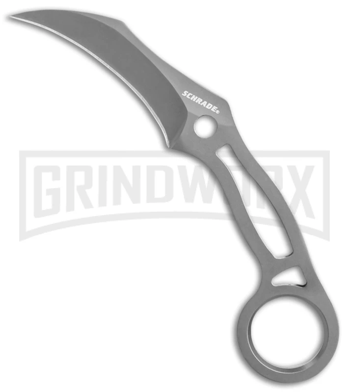 Schrade Karambit Fixed Blade Neck Knife - Gray Plain Schrade Karambit Fixed Blade Neck Knife - Gray Plain -Knivesand Tools Shop Schrade SCH111 karambit neck knife gray BHQ 61893 er large