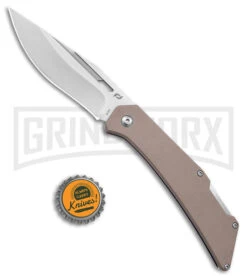 Schrade Slingshot Tan G-10 Lockback Knife - Satin Plain -Knivesand Tools Shop Schrade Slingshot LB Tan G 10 Satin BHQ 140098 jr bottlecap 2 large