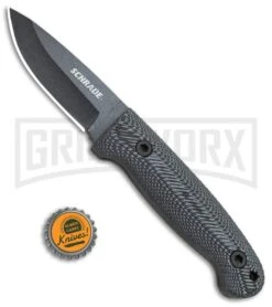 Schrade Small Frontier Micarta Fixed Blade With Ferro Rod - Black SW Plain -Knivesand Tools Shop Schrade Small Frontier Ferro Rod Micarta Black SW SCHF56M BHQ 62040 jr bottlecap large