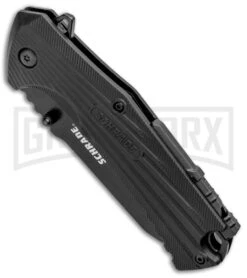 Schrade U.G. Black Folding Knife W/ Firestarter - Black -Knivesand Tools Shop Schrade U.G. LL Black Firestarter Black 1100046 BHQ 93631 jr spine large
