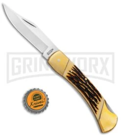 Schrade Uncle Henry Papa Bear Brown Staglon Pocket Knife -Knivesand Tools Shop Schrade Uncle Henry Papa Bear Traditional Brown Staglon SCHLB8 BHQ 62058 jr bottlecap large