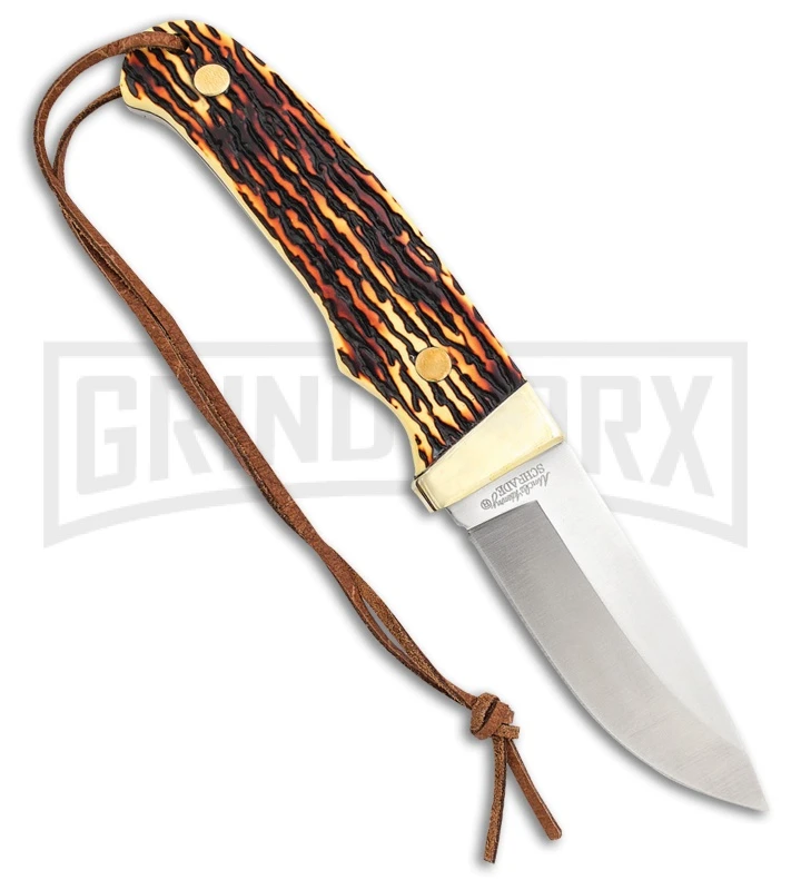 Schrade Uncle Henry Pro Hunter Brown Staglon Fixed Blade Knife - Satin Plain Schrade Uncle Henry Pro Hunter Brown Staglon Fixed Blade Knife - Satin Plain -Knivesand Tools Shop Schrade Uncle Henry Pro Hunter Brown Staglon Satin BHQ 62070 er large