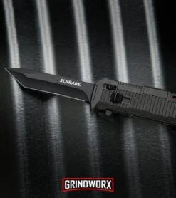 Schrade SCHOTF8TB Viper OTF Black Aluminum Assisted Knife - Tanto Black Plain -Knivesand Tools Shop Schrade Viper Tanto OTF Black Black SCHOTF8TB BHQ 27950 jr lifestyle large