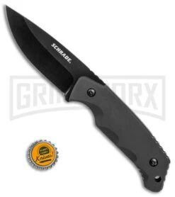 Schrade SCHF49 Black TPE Full Tang Fixed Blade - Black Plain -Knivesand Tools Shop Schrade full tang black TPE black SCHF49 BHQ 62030 er size large