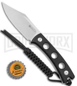 SENCUT Waxahachie Black G-10 Fixed Blade Knife - Satin Plain -Knivesand Tools Shop Sencut Waxahachie Fixed Blade Black G 10 Satin BHQ 164926 jr bottlecap large