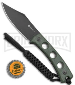 SENCUT Waxahachie Dark Green Micarta Fixed Blade Knife - Black SW -Knivesand Tools Shop Sencut Waxahachie Fixed Blade Dark Green Micarta Black SW BHQ 164928 jr bottlecap large