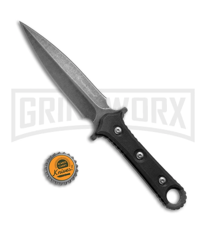 Smith & Wesson Black SWF606 Double-Edged Boot Knife - Black Stonewash Plain Smith & Wesson Black SWF606 Double-Edged Boot Knife - Black Stonewash Plain -Knivesand Tools Shop Smith Wesson DE Boot Knife Black G 10 Black SW SWF606 BHQ 67517 jr bottlecap large