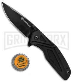 Smith & Wesson 1084308 Black Folding Knife - Black Plain -Knivesand Tools Shop Smith Wesson LL Black Black 1084308 BHQ 80713 jr bottlecap large