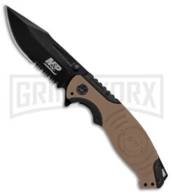 Smith & Wesson M&P Liner Lock Knife Tan/Black SWMP13GLS - Black Serr