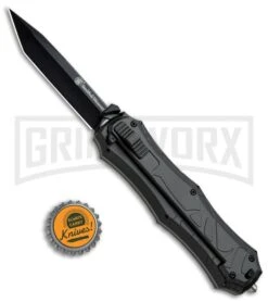 Smith & Wesson Spring Assisted Finger Actuator Tanto OTF Knife - Black Plain -Knivesand Tools Shop Smith Wesson OTF Assist Finger Actuator Tanto Black SWOTF9TB BHQ 67477 jr bottlecap large